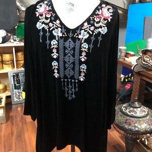 Ladies Johnny Was XL Black Silk Velvet Tunis/dress